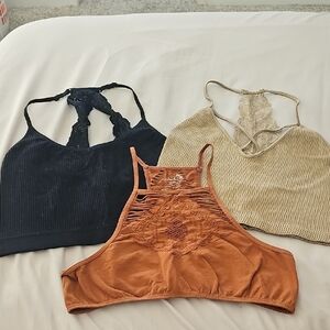 Stylish Women's Lace Halter Tops - Black, Tan, and Brown